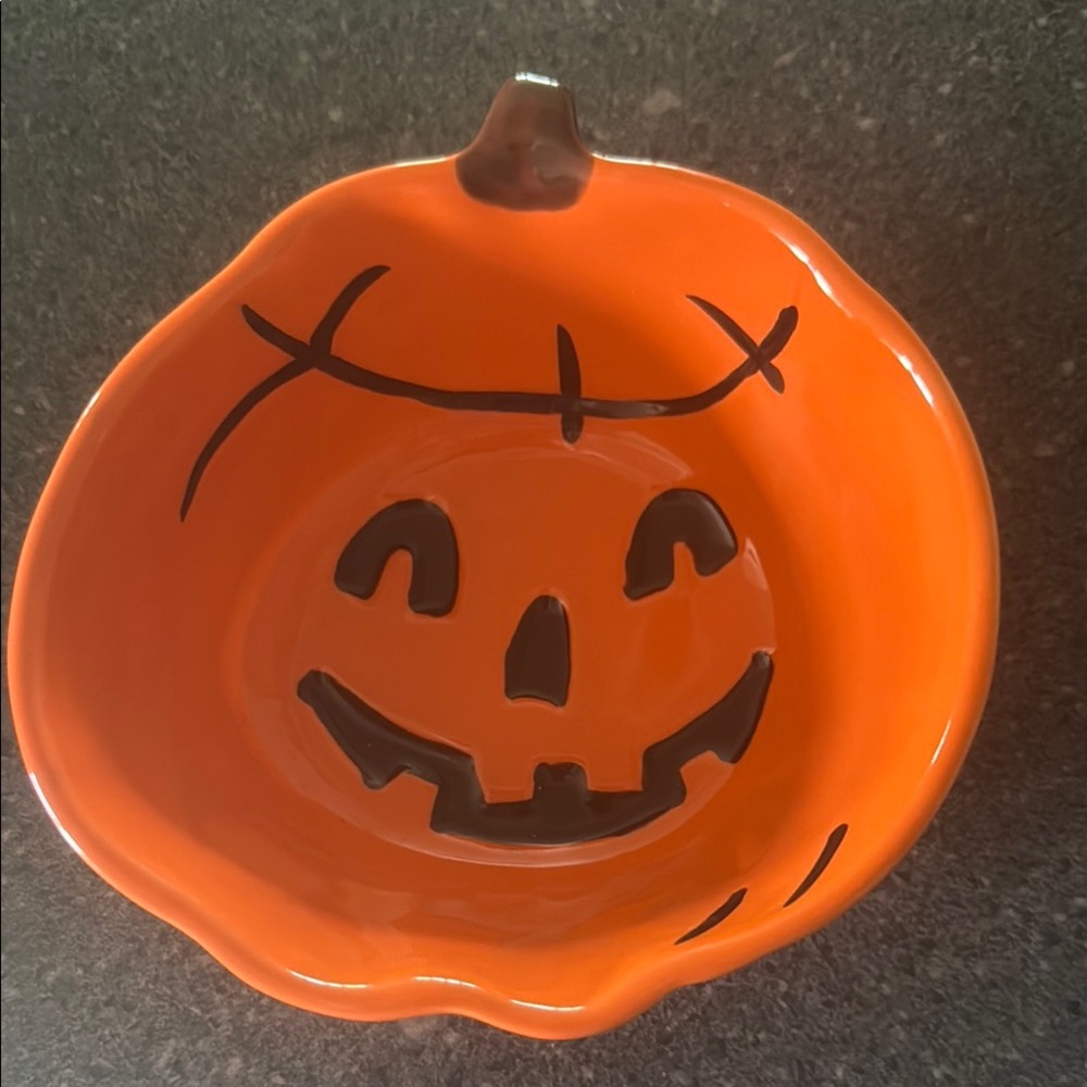 Pottery Barn Halloween Pumpkin Bowl - Bright Orange